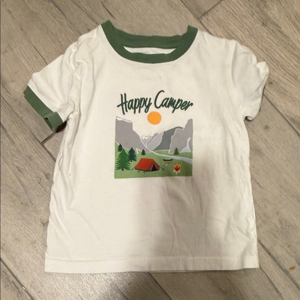 Janie and Jack Happy Camper Tee - Green and White
